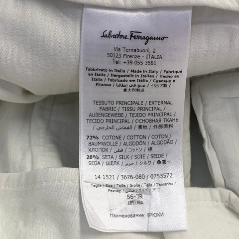SALVATORE FERRAGAMO Size 40 Off White Twill Cotton Silk Straight Casual Pants