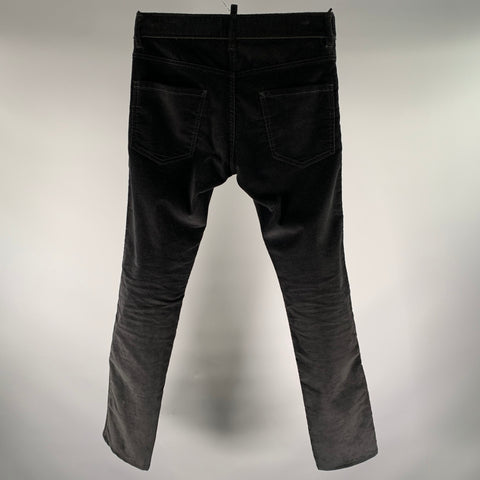 DSQUARED2 Size 30 Black Corduroy Cotton Button Fly Casual Pants