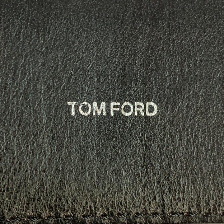 TOM FORD Size 38 Black Silver Monogram Leather T Belt