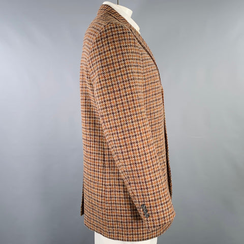 O'CONNELL'S Size 42 Long Brown Grey Houndstooth Wool Sport Coat