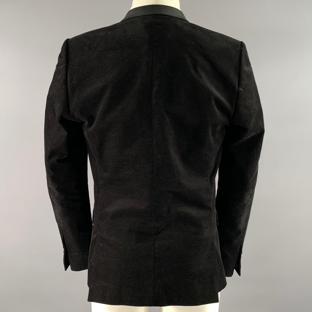 THE KOOPLES Size 38 Black Corduroy Cotton Blend Notch Lapel Sport Coat