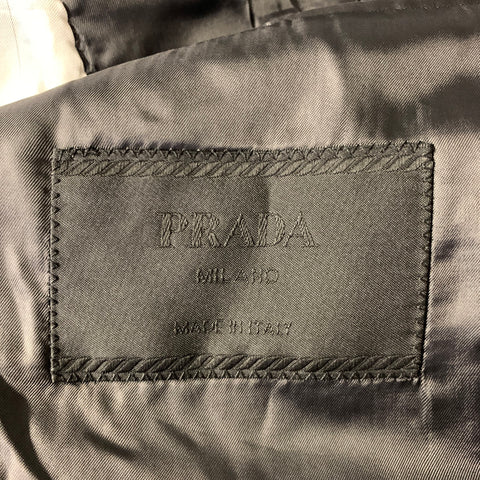 PRADA Chest Size 42 Grey Solid Silk Notch Lapel Sport Coat