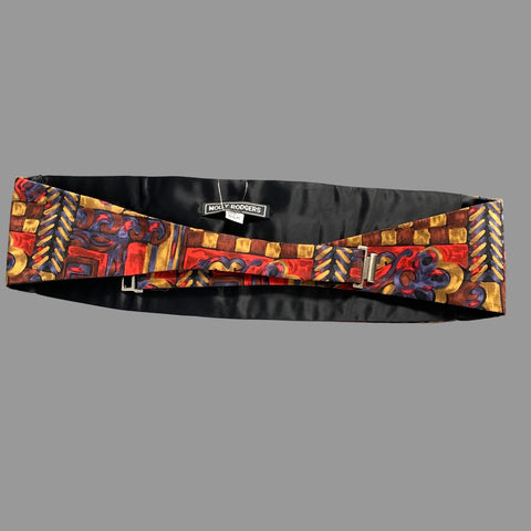 MOLLY RODGERS Red Multi Color Abstract Silk Cummerbund