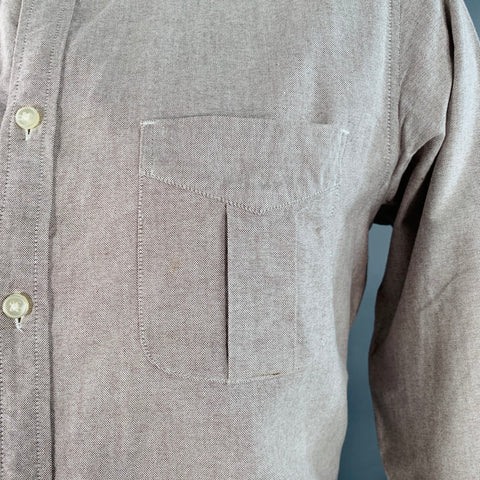 WINGS + HORNS Size L Grey Cotton One Pocket Button Down Collar Long Sleeve Shirt