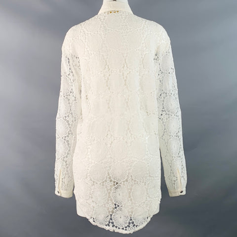 RAMY BROOK Size S White Polyester Lace Button Up Shirt