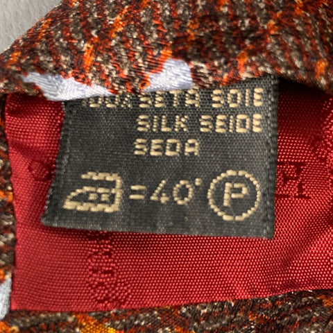 ERMENEGILDO ZEGNA Blue Brown Abstrack Floral Silk Tie