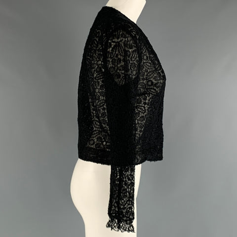 OLIVIER THEYSKENS Size 6 Black Lace Cropped Cardigan