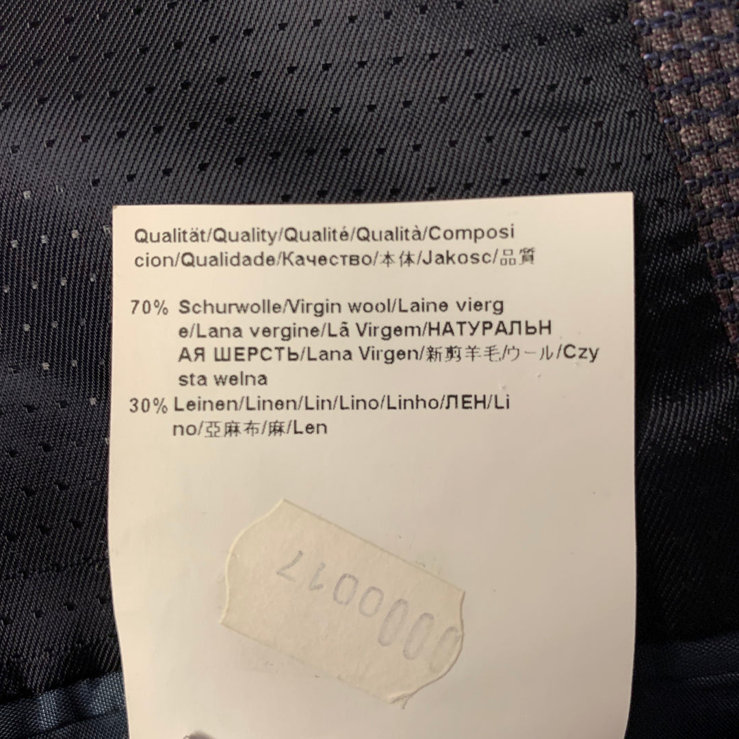 HUGO BOSS Size 38 Purple Check Wool Linen Sport Coat