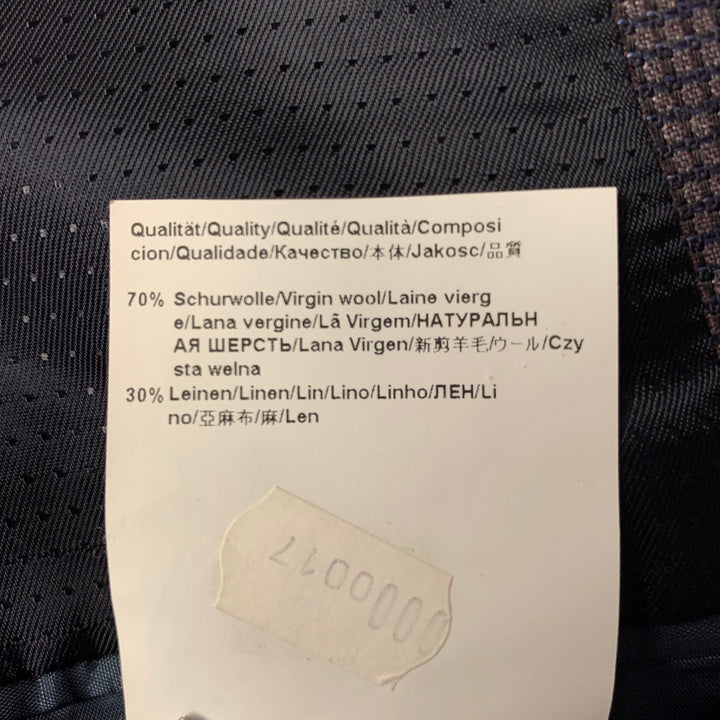 HUGO BOSS Size 38 Purple Check Wool Linen Sport Coat