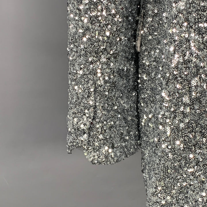 ZADIG & VOLTAIRE Size S Vivi Silver Polyester Sequined Jacket Blazer