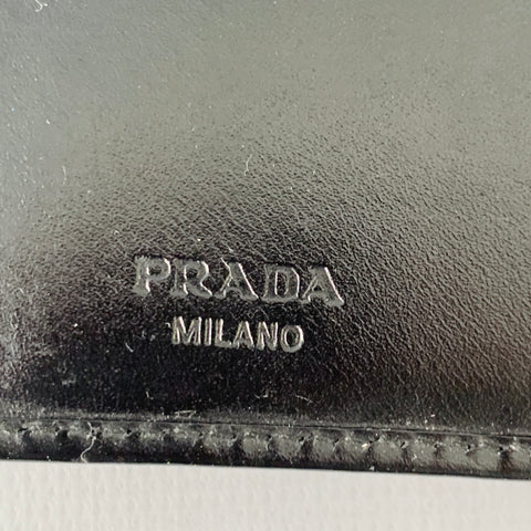 PRADA Black Silver Leather Cardholder Wallet