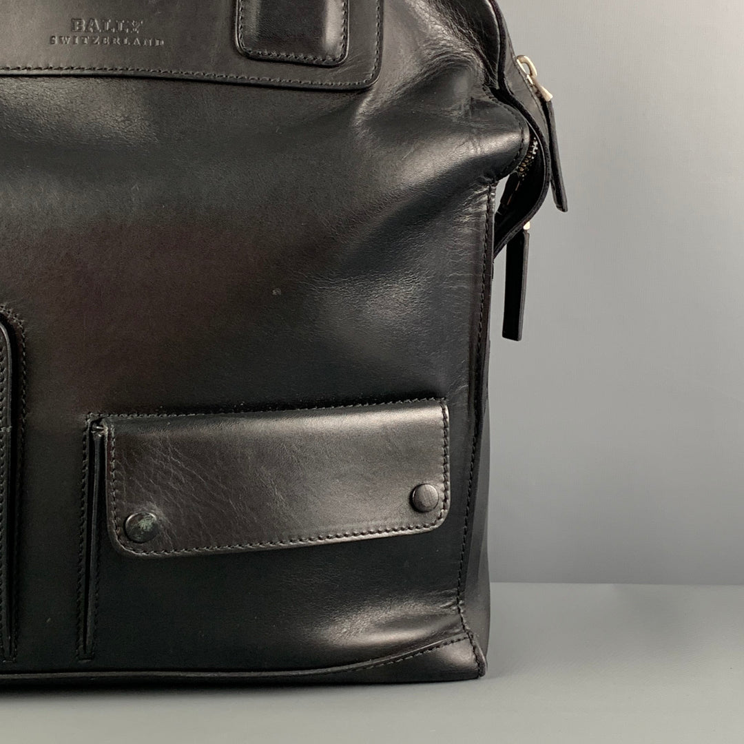 BALLY Black Leather Top Handles Tote Bag