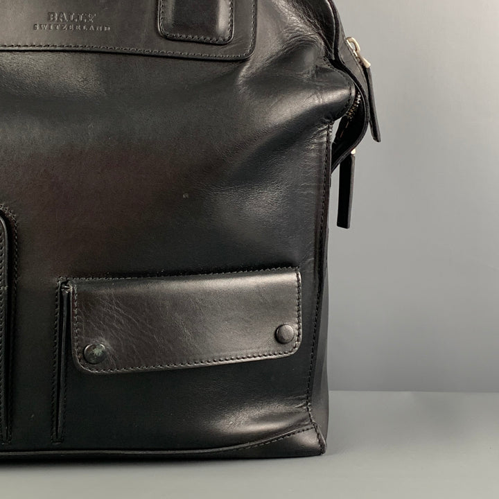 BALLY Black Leather Top Handles Tote Bag