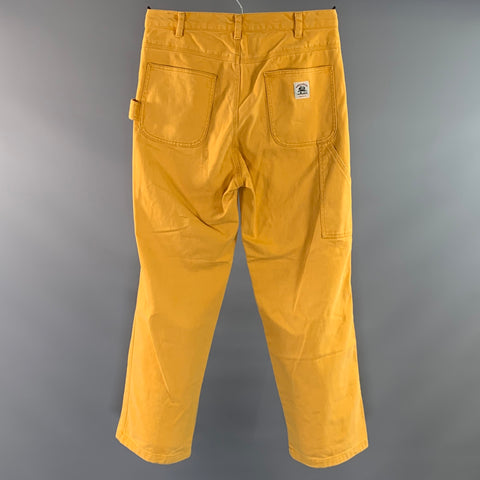 BODE Size 32 Yellow Gold Patch Cotton Cargo Jeans
