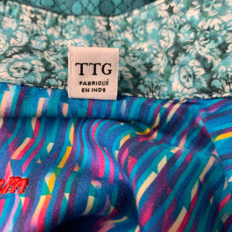 ROBERT GRAHAM Size XXL Teal Geometric Cotton Button Up Long Sleeve Shirt