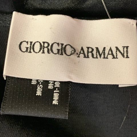 GIORGIO ARMANI Black Tapestry Wool Silk Fringe Scarf