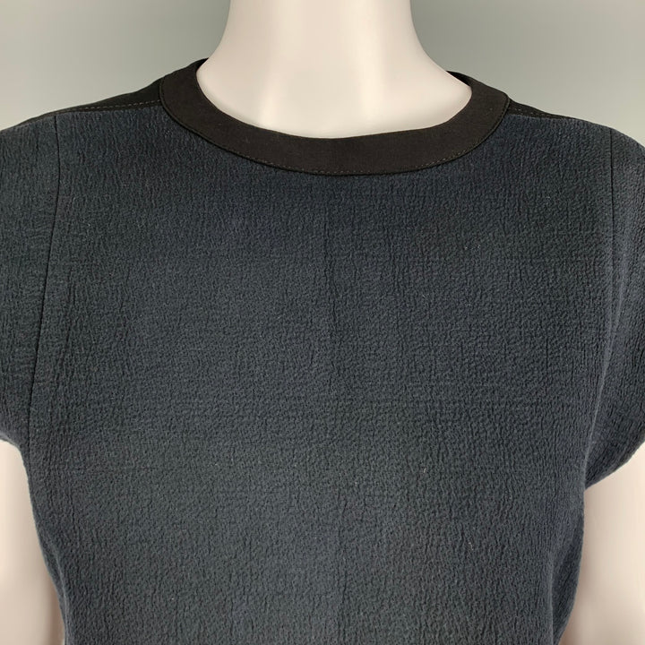 HELMUT LANG Size 4 Black Cotton Wool Textured Sleeveless Dress