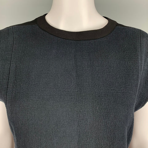 HELMUT LANG Size 4 Black Cotton Wool Textured Sleeveless Dress