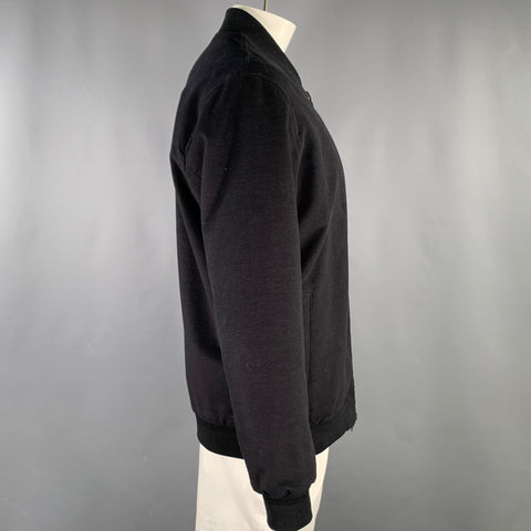 J.HILBURN Size L Black Navy Cotton Blend Reversible Bomber Coat