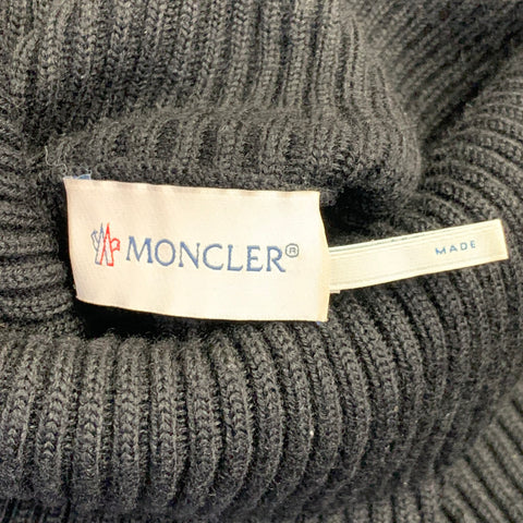 MONCLER Size M Black Rib Knit Virgin Wool Turtleneck Sweater