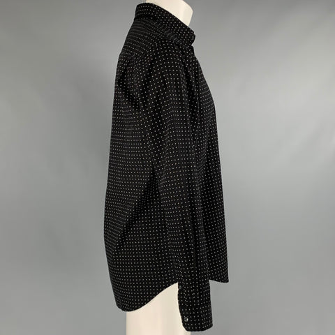 VINCE Camisa de manga larga con un bolsillo de algodón Nailhead blanco marino talla M