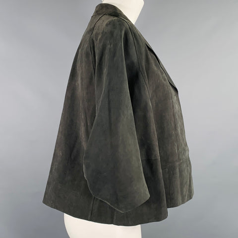 MARNI Size 4 Grey Charcoal Suede Cropped Jacket