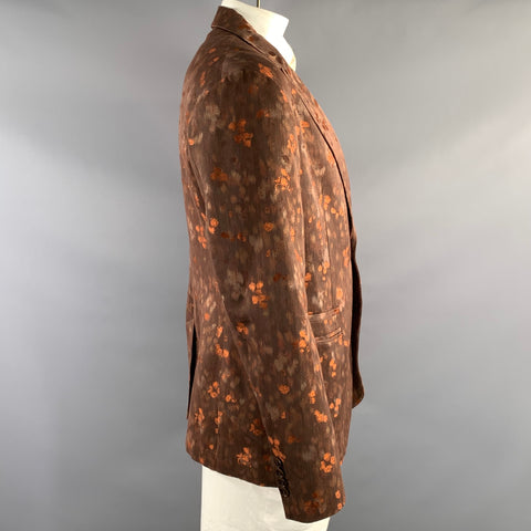 JOHN VARVATOS Size 46 Brown Orange Abstract Cotton Blend Blazer Jacket