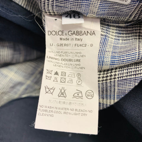 DOLCE & GABBANA Size 36 Navy Linen Notch Lapel Jacket