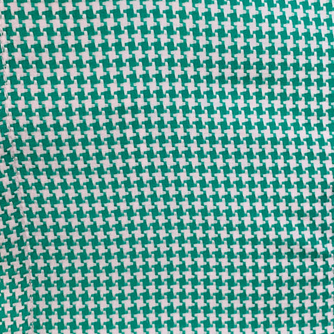 MR TURK Size L Green White Houndstooth Cotton One Pocket Short Sleeve Shirt