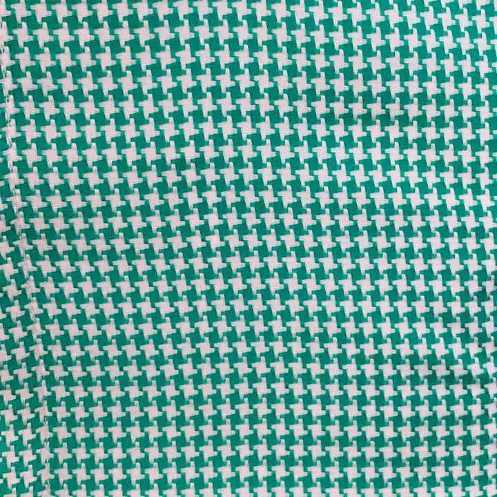 MR TURK Size L Green White Houndstooth Cotton One Pocket Short Sleeve Shirt