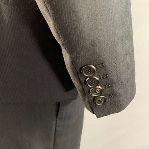 PRADA Chest Size 42 Black UAF367 Pinstripe Wool Notch Lapel 34 32 Suit