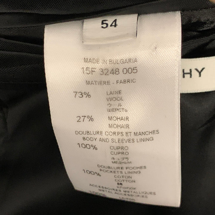 GIVENCHY Size 44 Black Wool Mohair Star Stripe Notch Lapel Sport Coat