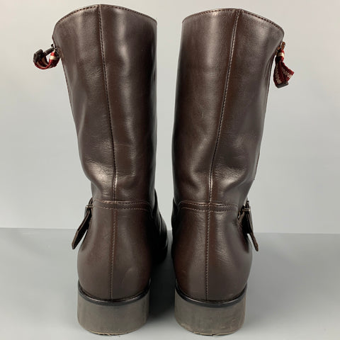 BALLY DESIA Size 12 Brown Leather Solid Belted Women Boots
