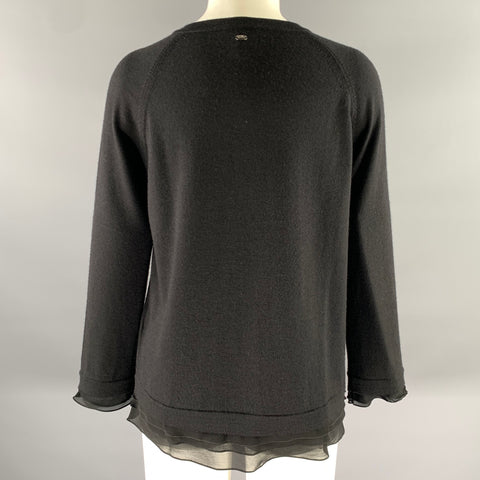 ESCADA Size L Black Wool Silk Cardigan