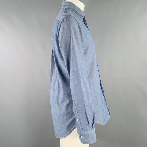 GITMAN BROS Size M Blue Oxford One Pocket Long Sleeve Shirt