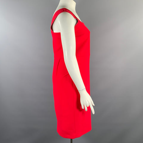 ROLAND MOURET Size L Red Sheath Knee-Length Dress