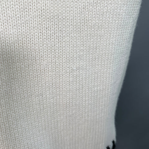 THE KOOPLES Size M White Black Knit Cotton Cashmere Crew Neck Sweater