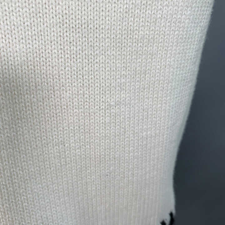THE KOOPLES Size M White Black Knit Cotton Cashmere Crew Neck Sweater