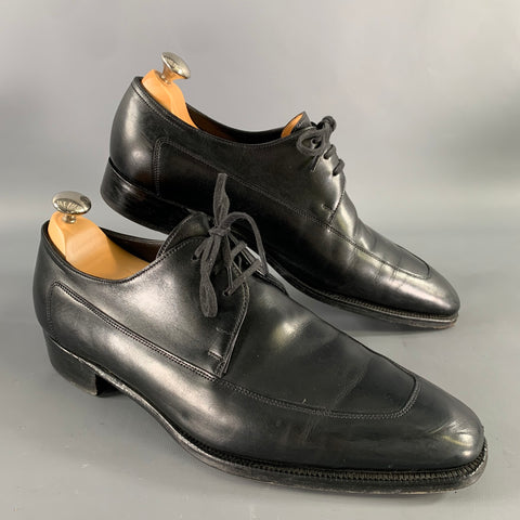 JOHN LOBB WELHAM Size 9 Black Leather Pointed Toe Lace Up Shoes