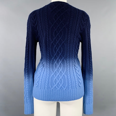 RALPH LAUREN Size S Navy Blue Cashmere Ombre Cable Knit Pullover