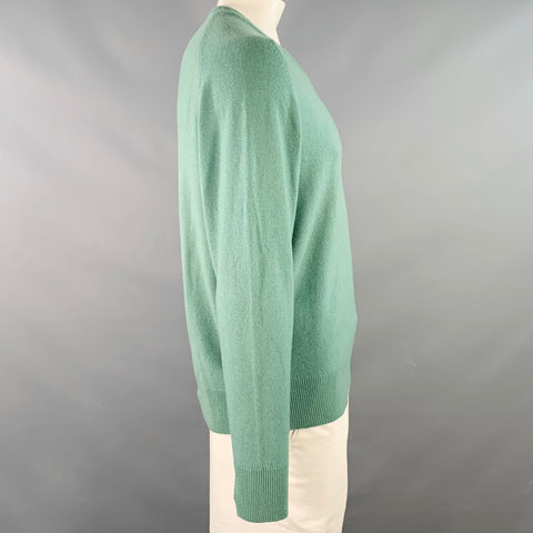 I.MAGNIN Size XL Green Sage Cashmere V-Neck Pullover