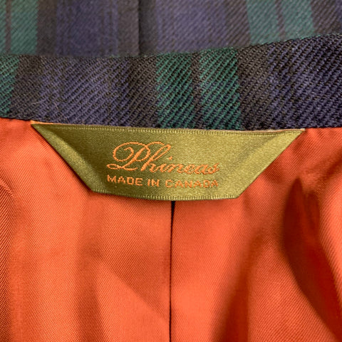 PHINEAS COLE Size 40 Green Navy Black Blackwatch Plaid Wool Sport Coat