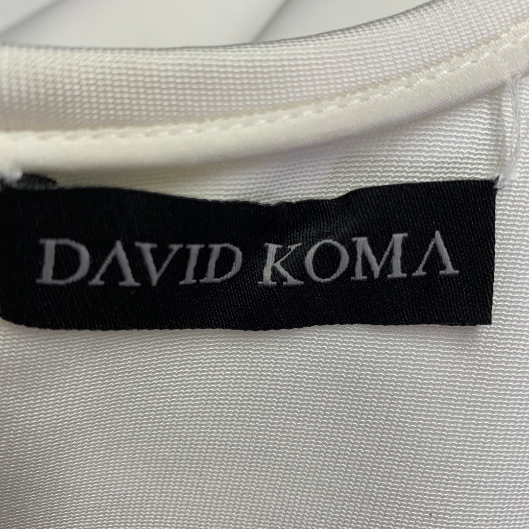 David Koma Size 6 White Blue Geometric Mini Cocktail Dress