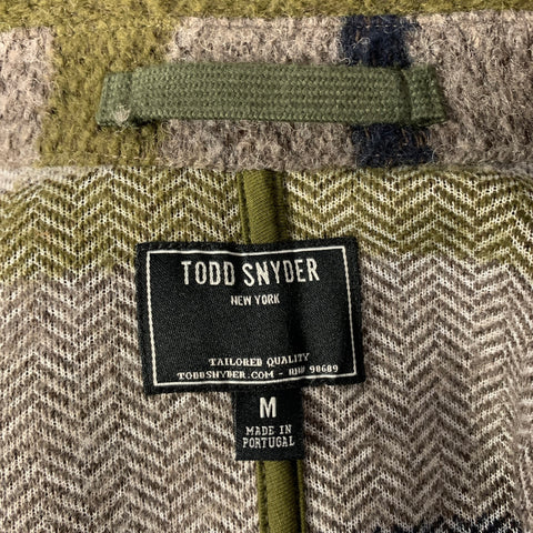 TODD SNYDER Size M Tan Olive Textured Stripe Cotton Chore Jacket