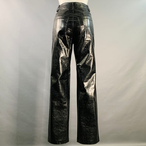 ROTATE Size 2 Rotie Black Faux Leather Snake Embossed Straight Casual Pants