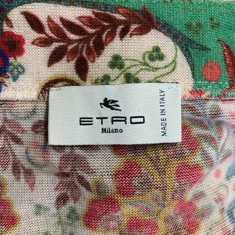ETRO Size L Multi-Color Viscose Elastane Print V-Neck Casual Top