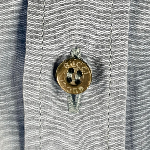 GUCCI Size S Blue Cotton Slim Fit Long Sleeve Shirt