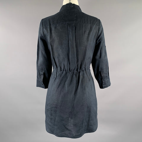 MAX MARA Size M Navy Linen Long Sleeve Shirt