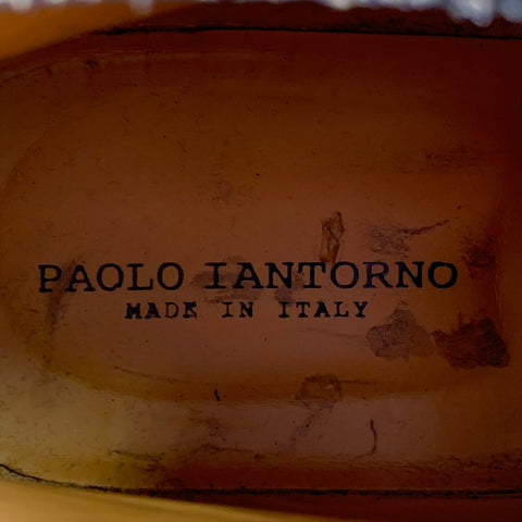 PAOLO IANTORNO Size 12 Black Leather Almond Toe Lace-Up Shoes
