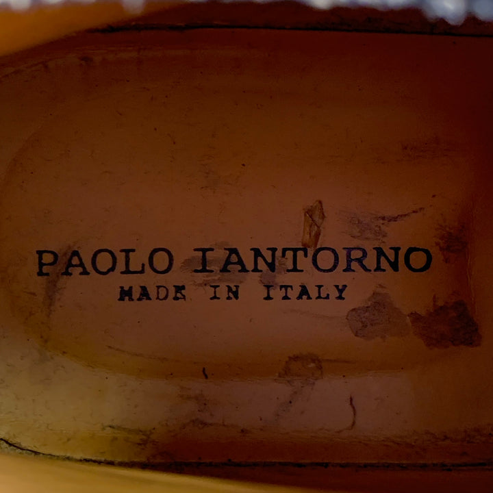 PAOLO IANTORNO Size 12 Black Leather Almond Toe Lace-Up Shoes